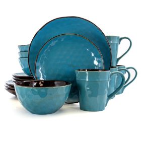 Elama Sea Glass 16 Piece Luxurious Stoneware Dinnerware with Complete Setting for Four