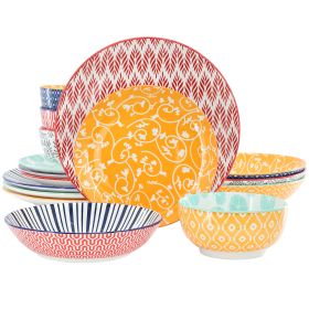 Elama Giovanna 16 Piece Assorted Porcelain Double Bowl Dinnerware Set