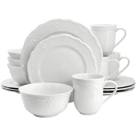 Elama Henryi 16 Piece Porcelain Dinnerware Set in White