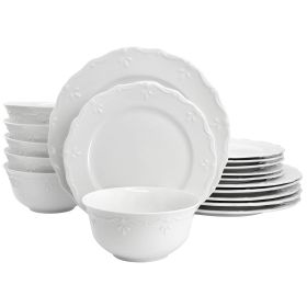 Elama Henryi 18 Piece Porcelain Dinnerware Set in White