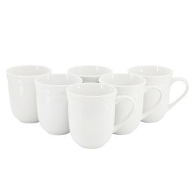 Elama Henryi 6 Piece 12 Ounce Porcelain Mug Set in White