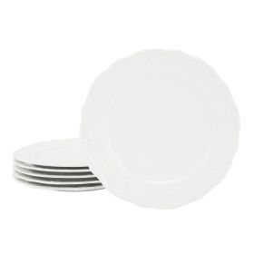 Elama Henryi 6 Piece 8.75 Inch Porcelain Salad Plate Set in White