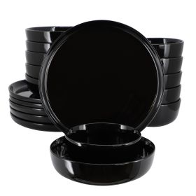 Elama Duncan 18 Piece Porcelain Dinnerware Set in Black