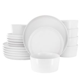 Elama Josh 18 Piece Stoneware Dinnerware Set in Matte White
