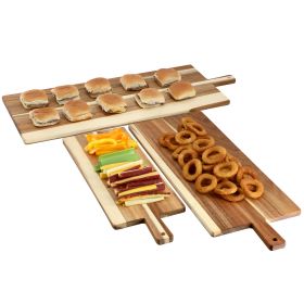 MegaChef 3 Piece Acacia Wood Charcuterie Cheese Board Set with Handles