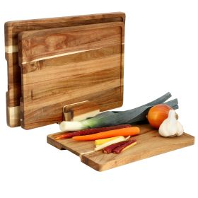 MegaChef 3 Piece Acacia Wood Cutting Board Set with Base