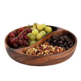 MegaChef Acacia Wood Divided Serving Bowl in Dark Brown