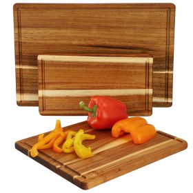 MegaChef 3 Piece 7 Inch, 10 Inch, and 17 Inch Acacia Wood Cutting Board Set with Juice Grooves