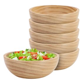 MegaChef 6 Piece 7 Inch Pine Wood Bowl Set in Tan
