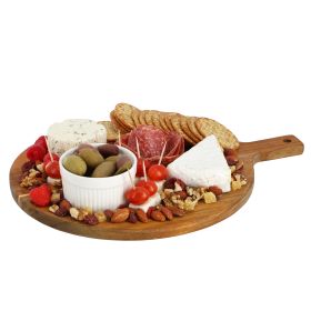 MegaChef 12 Inch Acacia Wood Round Serving Board with Handle