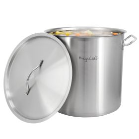 MegaChef Professional Kitchen 38.5 Quart Round Stainless Steel Stock Pot with Lid