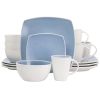 Gibson Elite Soho Lounge 16-Piece Square Glossy-Matte Stoneware Dinnerware Collection