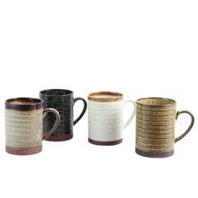Gibson Home Terra Bella 4 Piece 18.5 Ounce Terracotta Mug Set – Pearl White, Peacock Green, Smoke, Or Sandstone (Style & Color: Terracota Mug Set Assorted Colors)