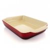 Crock Pot Artisan Stoneware Bake Pan Collection – 4QT & 5.6QT Oven-to-Table Baking Dishes in Red and Teal