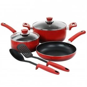 Oster 7 Piece Non Stick Aluminum Cookware Set (Colours: Red)