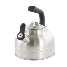 Kenmore Elite 2.3 Quart Stainless Steel Whistling Tea Kettle in Black or Silver (Style & Color: Satin Finish Silver)