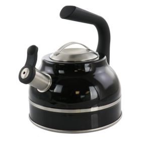 Kenmore Elite 2.3 Quart Stainless Steel Whistling Tea Kettle in Black or Silver (Style & Color: Glossy Finish Black)