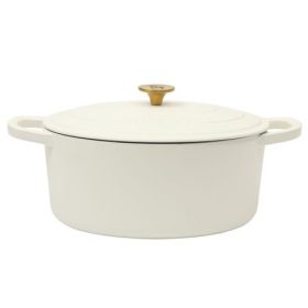 Crock-Pot Artisan 7-Quart Oval Enameled Cast Iron Dutch Oven with Self-Basting Lid – Multiple Colors (Style & Color: 2 Piece 7 Quart Oval Linen)
