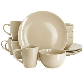 Gibson Home Everyday Plus 12 Piece Stoneware Dinnerware Set Collection (Style & Color: Everyday Plus 12 Piece-Cream)