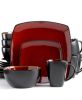 Gibson Elite Soho Lounge Chromatic Canvas 16-Piece Square Glaze Stoneware Dinnerware Set