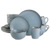 Gibson Home Rockaway 16 Piece Stoneware Metallic Rim Dinnerware Set