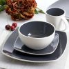 Gibson Elite Soho Lounge 16-Piece Square Glossy-Matte Stoneware Dinnerware Collection