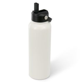 Gibson Home Marina 38 Ounce Double Wall Stainless Steel Thermal Bottle with Lid and Straw (Size & Color: 38 Ounce-Cream)