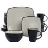Gibson Elite Soho Lounge 16 Piece Square Reactive Glaze Stoneware Dinnerware Collection