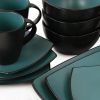 Gibson Elite Soho Lounge 16 Piece Square Dinnerware Set in Matte Colors
