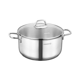 Korkmaz Perla 2-Piece SS Stock Pot with Glass Lid (Size: 5.5L)