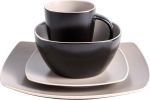 Gibson Elite Soho Lounge 16 Piece Square Dinnerware Set in Matte Colors