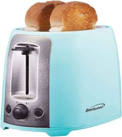 Brentwood Cool Touch 2-Slice Extra Wide Slot Toaster Collection – Red, White, Turquoise, or Black (Color & Style: Turquoise Blue and Stainless Steel)