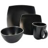 Gibson Elite Soho Lounge 16 Piece Square Dinnerware Set in Matte Colors