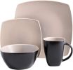 Gibson Elite Soho Lounge 16 Piece Square Dinnerware Set in Matte Colors