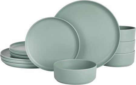 Gibson Home Canyon Crest 12 Piece Melamine Dinnerware Set In Pink, Yellow, And Sage (Style & Color: Canyon Crest-Sage)