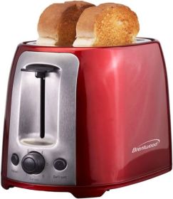 Brentwood Cool Touch 2-Slice Extra Wide Slot Toaster Collection – Red, White, Turquoise, or Black (Color & Style: Red and Stainless Steel)