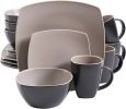 Gibson Elite Soho Lounge 16 Piece Square Dinnerware Set in Matte Colors