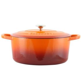 Crock-Pot Artisan 2 Piece 7-Quart Oval Enameled Cast Iron Dutch Oven with Self-Basting Lid – Multiple Colors (Style & Color: 2 Piece 7 Quart Oval Sunset Orange)