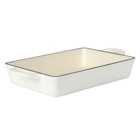 Crock Pot Artisan 13-Inch Cast Iron Lasagna Pan Collection – Enameled or Classic Preseasoned Finish (Style & Size: Lasanga Pan in Linen 13")