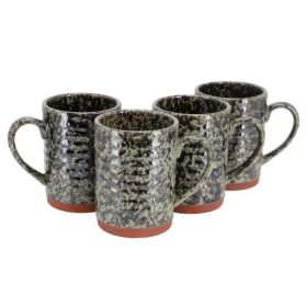 Gibson Home Terra Bella 4 Piece 18.5 Ounce Terracotta Mug Set – Pearl White, Peacock Green, Smoke, Or Sandstone (Style & Color: Terracota Mug Set Peacock Green)