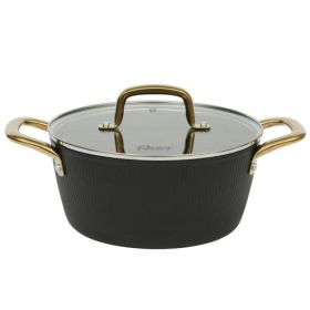 Oster Abbottsford Nonstick Dutch Oven Collection – Matte Black Aluminum with Glass Lid (Size & Style: 7-Quart Aluminum Dutch Oven)