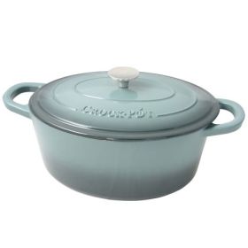 Crock-Pot Artisan 2 Piece 7-Quart Oval Enameled Cast Iron Dutch Oven with Self-Basting Lid – Multiple Colors (Style & Color: 2 Piece 7 Quart Oval Slate Grey)
