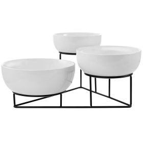 Gibson Elite Gracious Dining 3-Tier Bowl Server Sets with Metal Stand (Style: Classic Round)