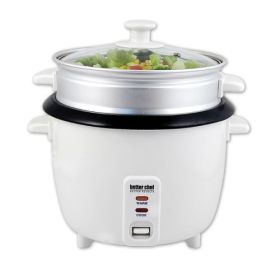 Better Chef 5 Cup Rice Cooker with Food Steamer Attachment (Size & Color: 5 Cup White)