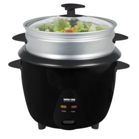 Better Chef 5 Cup Rice Cooker with Food Steamer Attachment (Size & Color: 5 Cup Black)