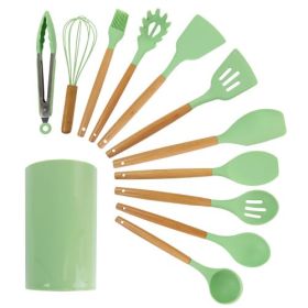 MegaChef Mint Green Silicone and Wood Cooking Utensils, Set of 12 (Colors: Mint Green)