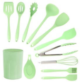 MegaChef Red Silicone Cooking Utensils, Set of 12 (Colors: Mint Green)