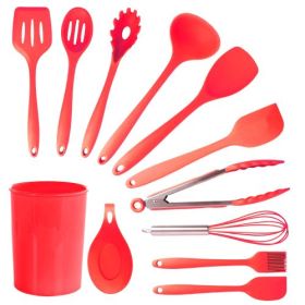 MegaChef Red Silicone Cooking Utensils, Set of 12 (Colors: Red)