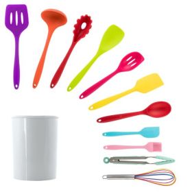 MegaChef Red Silicone Cooking Utensils, Set of 12 (Colors: Mulit-Color)
