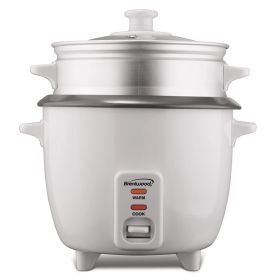 Brentwood 4 Cup Rice Cooker / Non-Stick with Steamer Attachment in White (Size: 4 Cup)